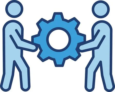 Teamwork Setup, Gear Collaboration, Business Process Stock Illustration