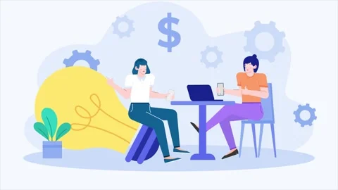 Teamwork sharing business idea with light bulbs illustration animated video Stock Footage 292839793