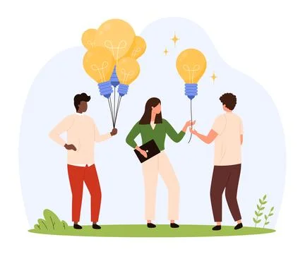 Teamwork Sharing Creative Ideas Light Bulbs Concept 스톡 일러스트