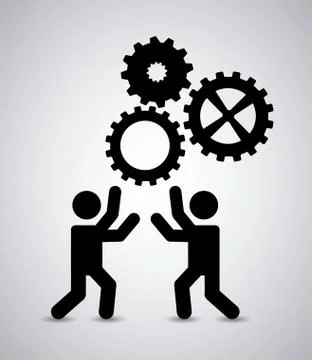 Teamwork silhouette over gray background vector illustration Stock Illustration