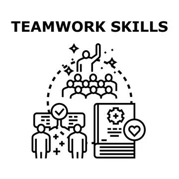 Teamwork skills development learning and collaboration Stock Illustration
