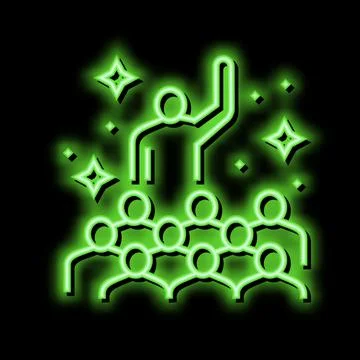 Teamwork soft skill neon glow icon illustration Stock Illustration