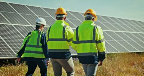 Teamwork, solar panel and installation o... | Stock Video | Pond5