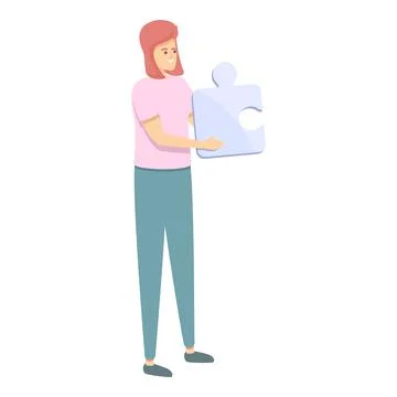 Teamwork solution icon cartoon vector. Puzzle work Illustrazione stock