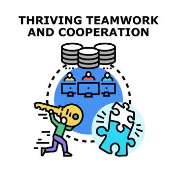 Teamwork solving business problem with key gaining success Stock Illustration