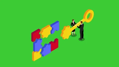 Teamwork Solving Complicated Tasks. Key to problem solution Stock Footage 257392124