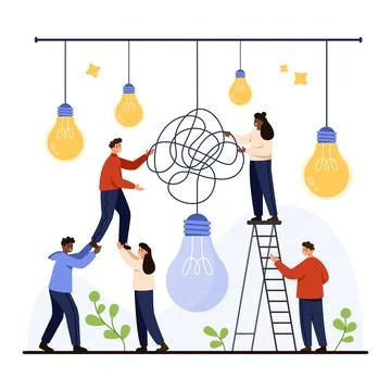 Teamwork Solving Problem With Creative Ideas Stock Illustration