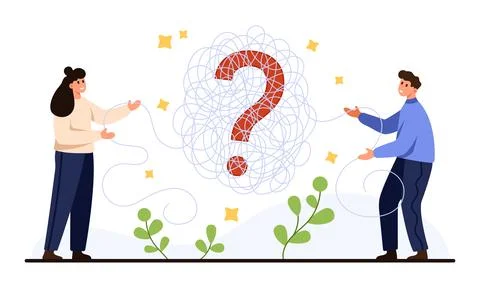 Teamwork Solving Problem with Question Mark 스톡 일러스트