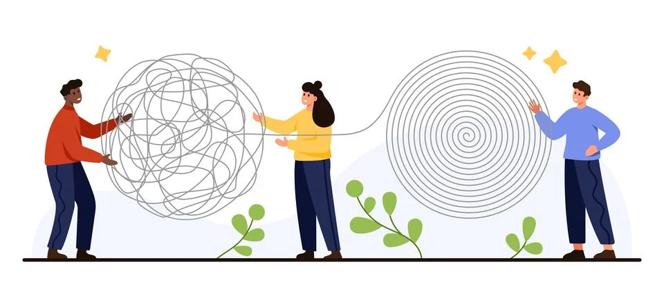 Teamwork Solving Problems and Offering Support Stock Illustration