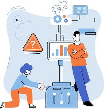 Teamwork solving problems, combining different talents to achieve common goal Illustrazione stock