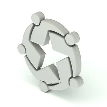 Teamwork star group of five people.3D icon Stock Illustration