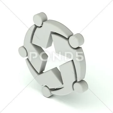 Teamwork star group of five people.3D icon Stock Photos