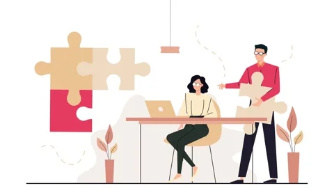 Teamwork in strategy and problem solving concept illustration business animated Stock Footage 282948978