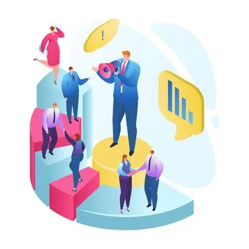 Teamwork strategy, business development goal vector illustration. Marketing Stock Illustration