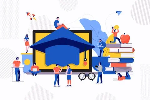 Teamwork study e-learning Stock Illustration