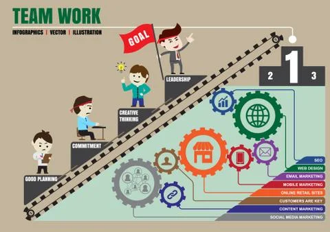 Teamwork to successful business, template Illustrazione stock