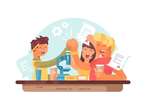 Teamwork, successful students Stock Illustration