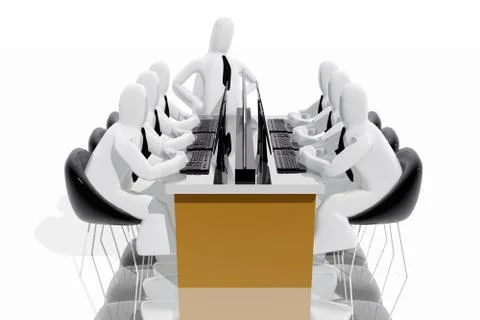 Teamwork supervised by their boss Stock Illustration