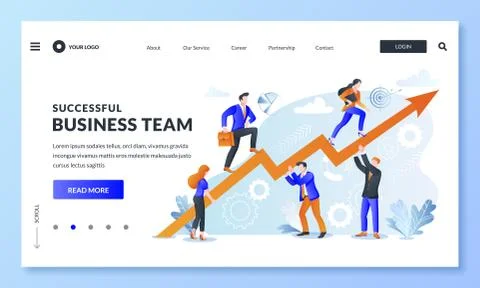 Teamwork, support and partnership concept. People climb arrow graph, business Stock Illustration