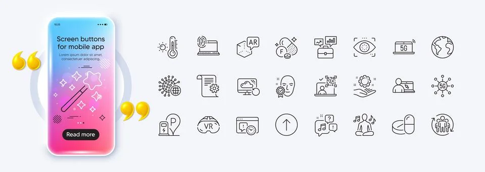 Teamwork, Swipe up and Project deadline line icons for web app. Pictogram icon Stock Illustration