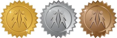 Teamwork symbol - set of 3 seals Stock Illustration