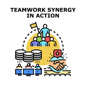 Teamwork synergy developing successful business collaboration 库存插图