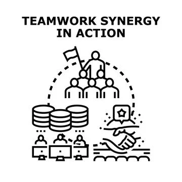 Teamwork synergy developing successful business collaboration Stock Illustration