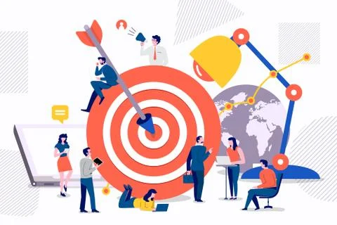 Teamwork target marketing Stock Illustration