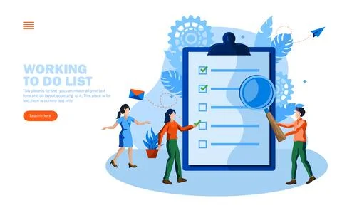 Teamwork, team working on to do list vector illustration Stock Illustration