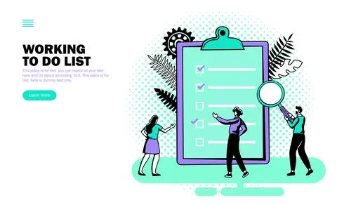 Teamwork, team working on to do list vector Stock Illustration