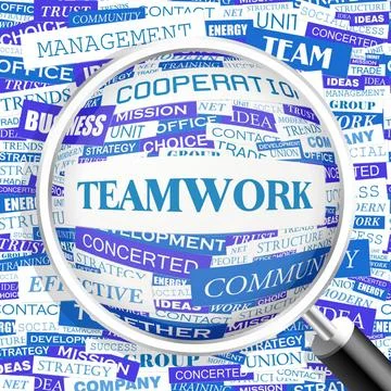 TEAMWORK TEAMWORK. Word cloud concept illustration. Wordcloud collage. Cop... Stock Photos