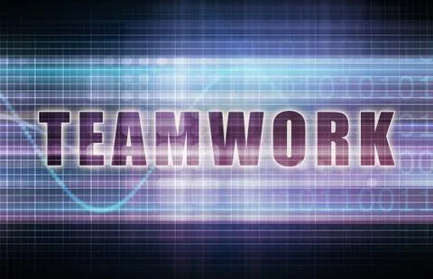 Teamwork on a tech business chart art Stock Illustration