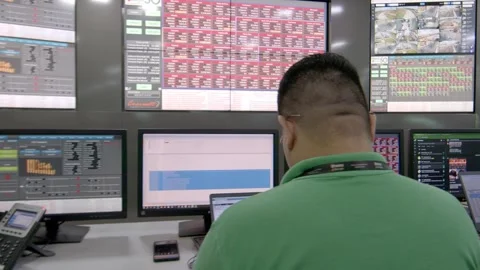 Teamwork Telecommunications, Computer Database Platform, Panning View Stock Footage 320890591