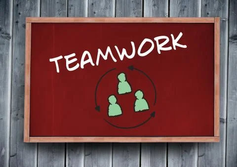 Teamwork text on blackboard 스톡 사진