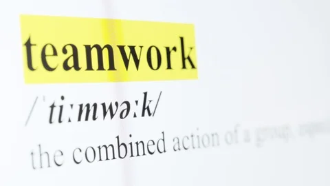 Teamwork Text Macro Shot Highlighted in Yellow Color On Computer Screen Stock Footage 123224476