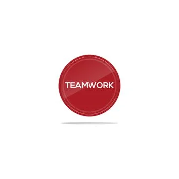 Teamwork text in red circle 스톡 일러스트