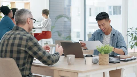 Teamwork, thank you or men with documents shaking hands for success, deal or Vidéo 245481934
