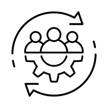 Teamwork thin line icon in flat. Leadership symbol Stock Illustration