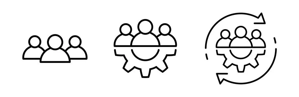 Teamwork thin line icon set. Leadership symbols Stock Illustration