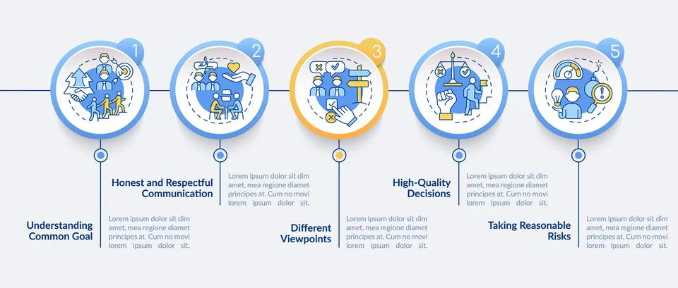 Teamwork tips circle infographic template 스톡 일러스트