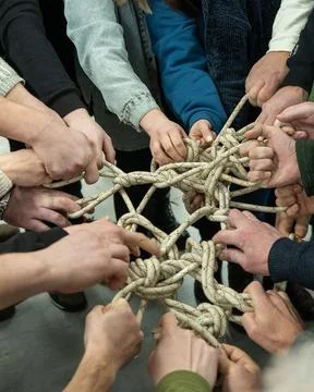Teamwork, tor view, unity concept, team spirit Stock Photos