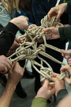 Teamwork, tor view, unity concept, team spirit Stock Photos