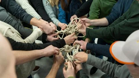 Teamwork, tor view, unity concept, team spirit Stock Photos