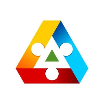 Teamwork Triangle Circle Symbol Logo Design Stock Illustration