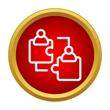 Teamwork two people merging puzzle business icon Stock Illustration