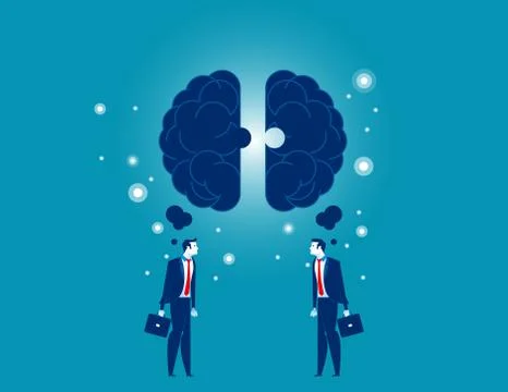 Teamwork. Two people work together to success. Concept business vector illust Stock Illustration