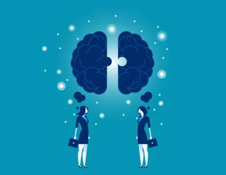 Teamwork. Two people work together to success. Concept business vector illust Stock Illustration