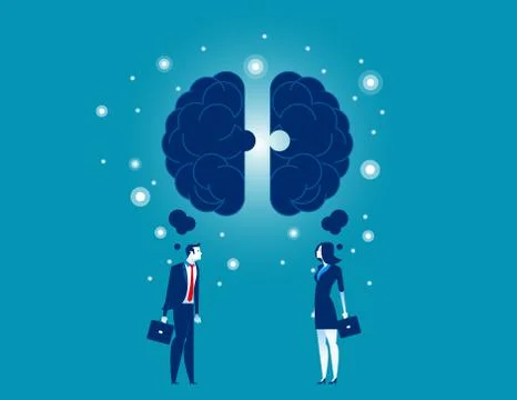 Teamwork. Two people work together to success. Concept business vector illust Stock Illustration