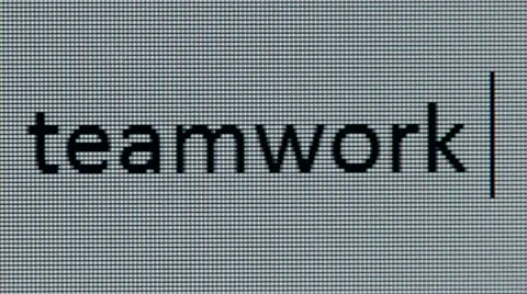'teamwork' typed on a computer screen, close-up Stock Footage 55469322