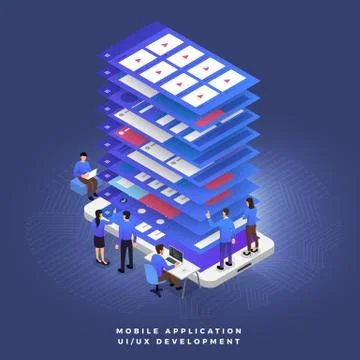 Teamwork UI / UX Developer Illustrazione stock